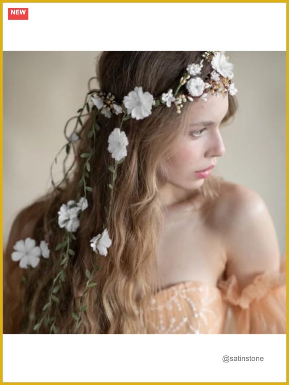Handmade Polyester Flower Crown Wedding Headband Adjustable Hair Wreath